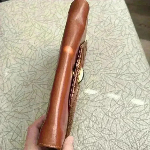 Brown Clutch / Bag with Crocodile Print - Picture 7 of 7